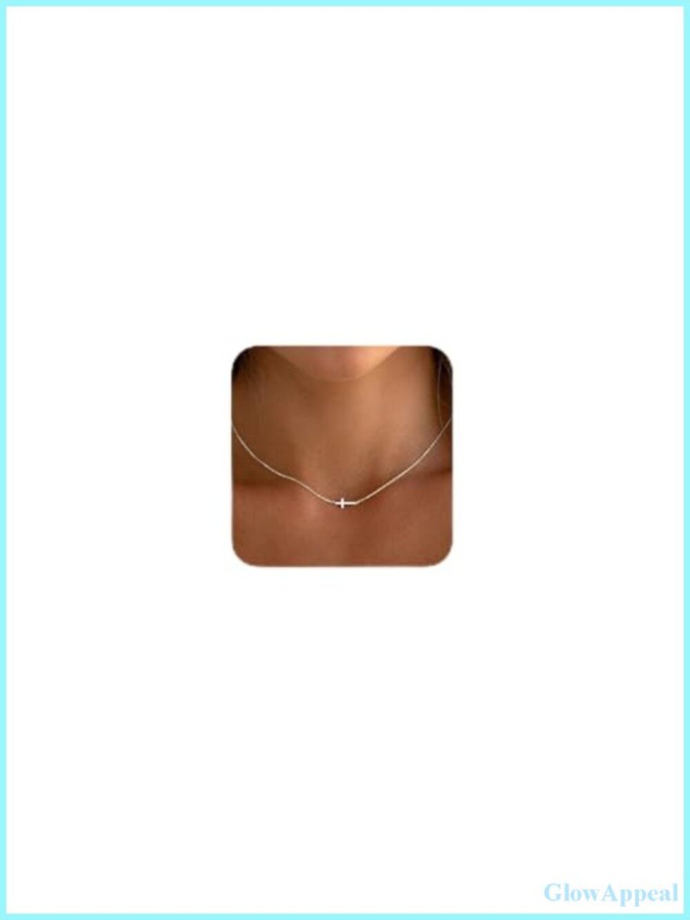 Dainty Silver Cross Necklace for Women, Sterling Silver Plated Adjustable Choker